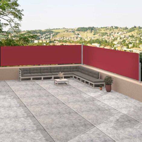 Auvent latéral rétractable Rouge 117x1200 cm vidaXL