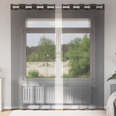 vidaXL Rideaux en voile avec œillets 2 pcs noir 140x225 cm