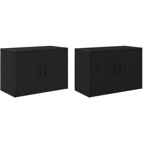 vidaXL Armoires murales de garage 2 pcs noir bois d'ingénierie