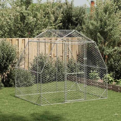 Vidaxl – Poulailler 2,5x2x2,25 m acier galvanisé – Cadre résistant à la rouille – Protection contre les prédateurs – Porte verrouillable pour accès facile - vidaXL197206 (1/6)