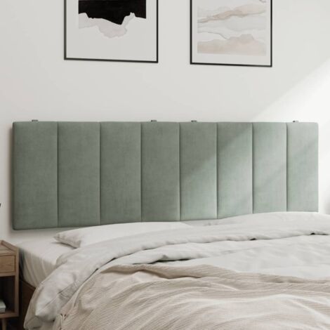 Vidaxl – Coussin de tête de lit 160 cm en velours gris clair – Confort optimal pour lecture et télévision – Installation facile avec sangles incluses