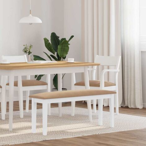 vidaXL Bench 110 cm White Solid Wood Rubber