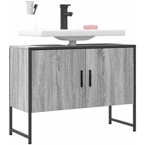 vidaXL Armoire lavabo de salle de bain sonoma gris bois d'ingénierie (1/5)