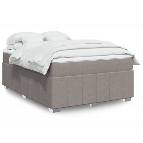 vidaXL Sommier à lattes de lit avec matelas Taupe 160x200 cm Tissu (1/5)