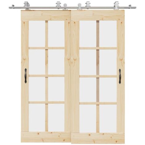 vidaXL Kit fixation porte coulissante 200 cm Acier inoxydable Argenté