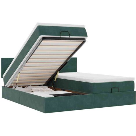 Cadre de lit ottoman avec matelas vert foncé 180x200cm velours vidaXL (1/5)