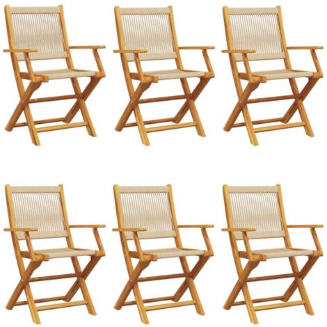 Chaises de jardin pliantes lot de 6 beige bois d'acacia massif vidaXL