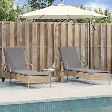 Chaises longues avec coussins lot de 2 beige résine tressée vidaXL
