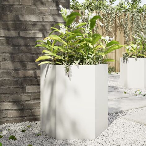 Jardinière blanc hexagone 46x40x45 cm acier vidaXL