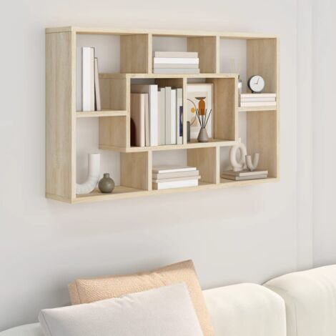 Vidaxl – Étagère murale chêne sonoma 85x16x52,5 cm – Bois d'ingénierie – 8 compartiments – Charge maximale 40 kg – Résistante à l'humidité