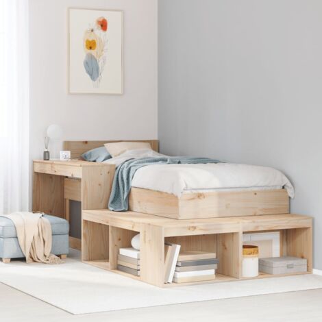 Vidaxl – Table de chevet avec bureau en bois de pin massif 222x107x75 cm – Design multifonctionnel – Gain de place pour espaces réduits (1/5)