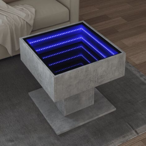 Table basse avec LED gris béton 50x50x45 cm bois d'ingénierie vidaXL (1/5)