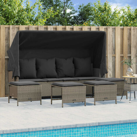 vidaXL Salon de jardin 5 pcs avec coussins gris clair résine tressée (1/5)