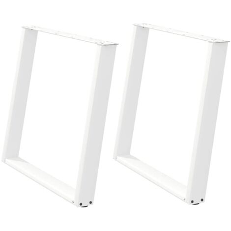 vidaXL Pieds de table à manger en U 2 pièces Blanc 90 x (72-73) cm Acier (1/5)