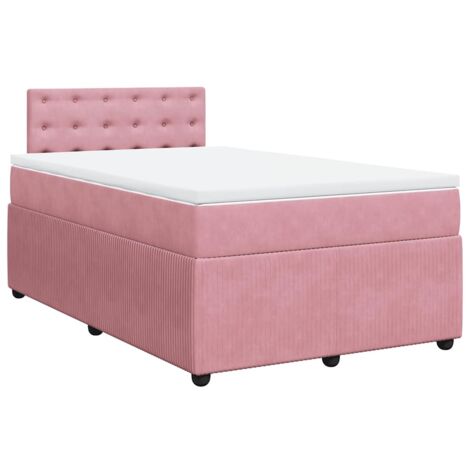 Sommier à lattes de lit avec matelas rose 120x190 cm velours vidaXL (1/5)