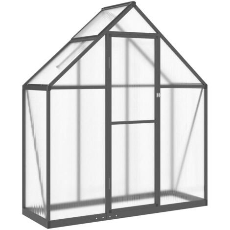 Vidaxl – Serre de jardin polycarbonate 169x58x195 cm – Cadre aluminium anthracite – Panneaux résistants aux UV – Système de gouttières intégré (1/6)