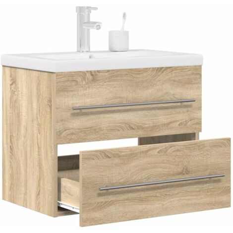 vidaXL 2 Piece Bathroom Furniture Set Sonoma Oak Engineered Wood (1/5)