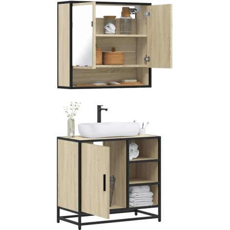 Ensemble de meubles de salle de bain 2 pcs chêne sonoma vidaXL (1/5)