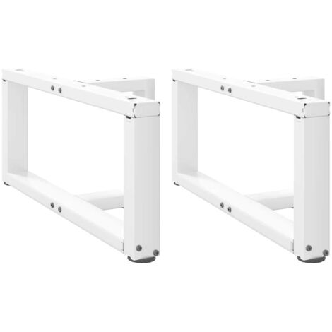 vidaXL Pieds de table basse en T, 2 pièces, blanc, 60 x 25 x (30-31) cm, acier