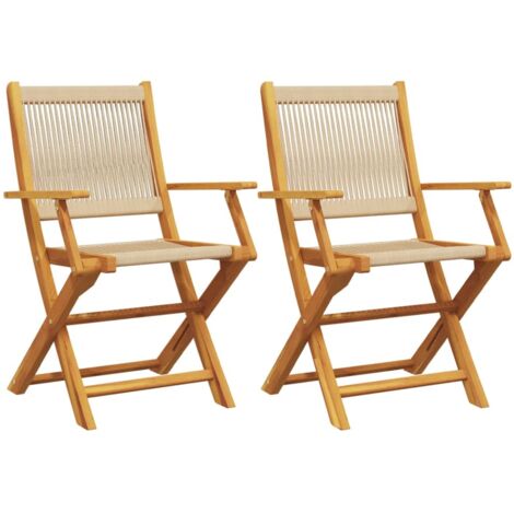 Chaises de jardin lot de 2 beige bois d'acacia et polypropylène vidaXL