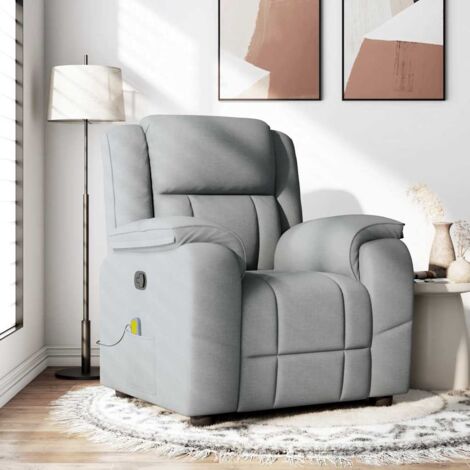 vidaXL Fauteuil de massage inclinable Gris clair Tissu
