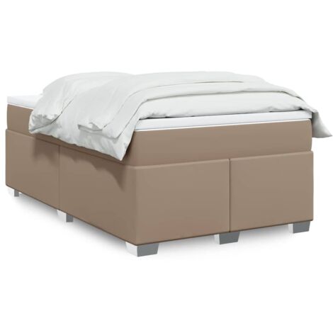vidaXL Sommier à lattes de lit matelas cappuccino 120x190cm similicuir (1/5)
