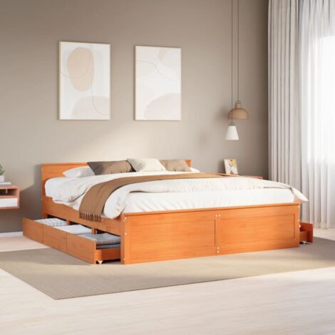 Cadre de lit sans matelas avec tête de lit 180x200 cm bois pin vidaXL (1/5)