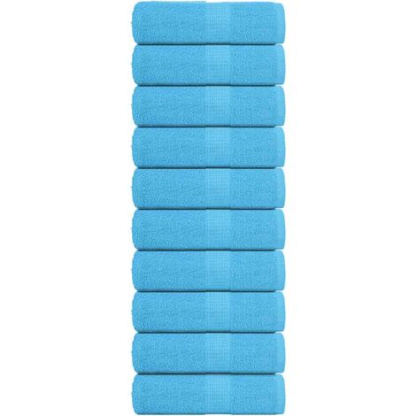vidaXL Serviettes de visage 10 pcs turquoise 30x30cm 360g/m² 100%coton