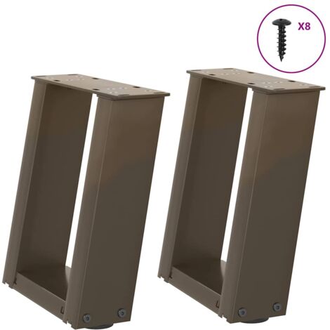 Pieds de table basse en U 2 pièces Acier naturel 30 x (30-31) cm Acier vidaXL