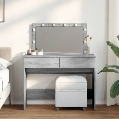 vidaXL Coiffeuse avec LED sonoma gris 100x40x120 cm