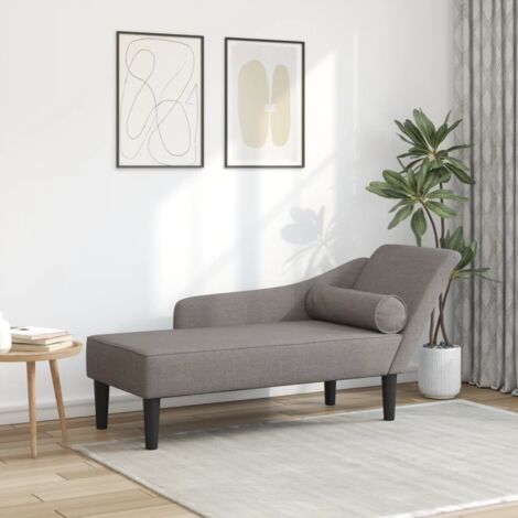 Vidaxl – Chaise longue taupe avec coussins – Tissu 100% polyester – Dimensions 141x55,5x66,5 cm – Hauteur d'assise 34,5 cm – Confort mousse haute résilience - vidaXL758488