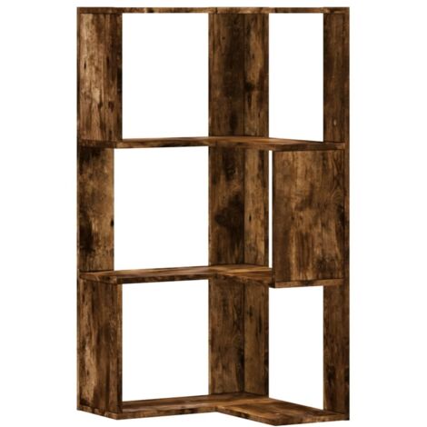 vidaXL Bibliothèque d'angle à 3 niveaux chêne fumé bois d'ingénierie