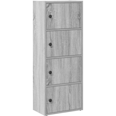 Vidaxl – Bibliothèque sonoma gris 40x24x102 cm – Bois d'ingénierie – 2 étagères – Porte flexible – Facile à entretenir
