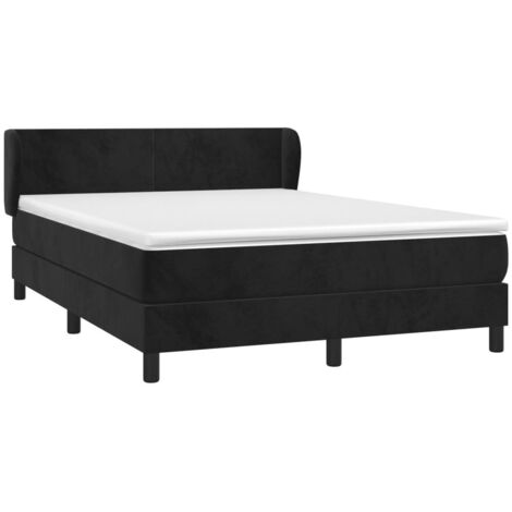 vidaXL Sommier à lattes de lit avec matelas Noir 140x200 cm Velours