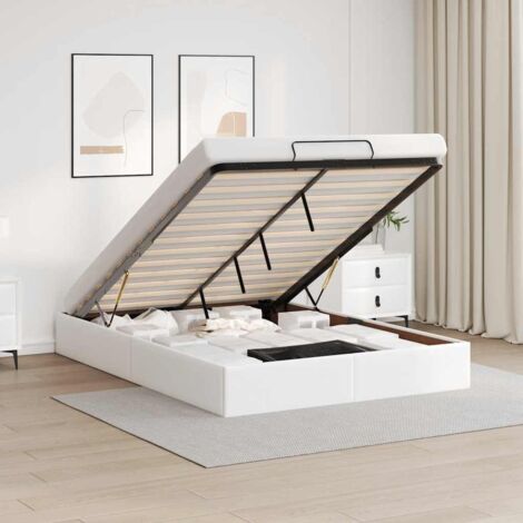 vidaXL Cadre de lit ottoman sans matelas blanc 140x200 cm similicuir