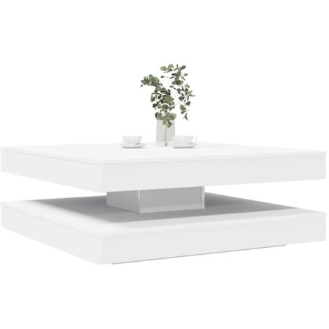 Vidaxl – Table basse gigogne rotative 360° en bois d'ingénierie blanc – Dimensions 90x90x34,5 cm – Capacité 20 kg – Assemblage requis