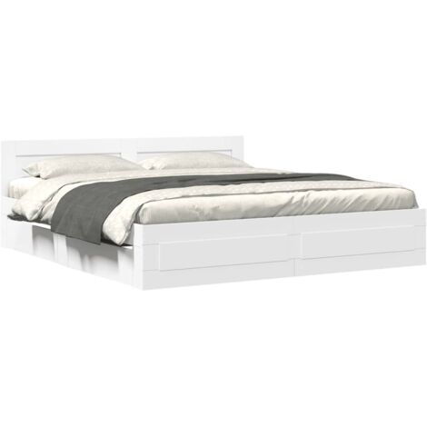 vidaXL Cadre de lit avec tête de lit sans matelas blanc 180x200 cm