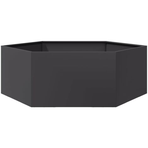 vidaXL Jardinière noir hexagone 138x120x45 cm acier (1/5)