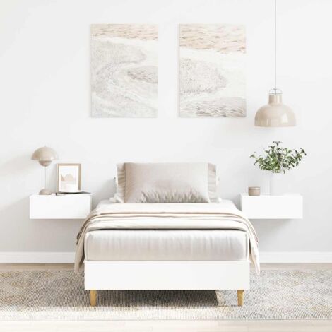 Vidaxl – Cadre de lit blanc 90x200 cm – Bois d'ingénierie – Sommier à lattes pour soutien optimal – Pieds robustes pour stabilité (1/5)