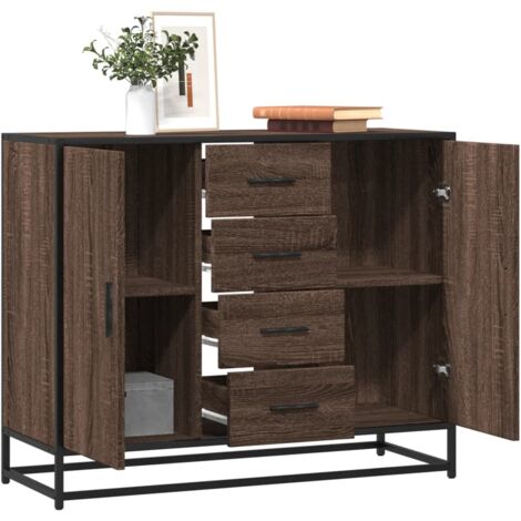 vidaXL Buffet chêne marron 92x35x76 cm Bois d'ingénierie (1/5)