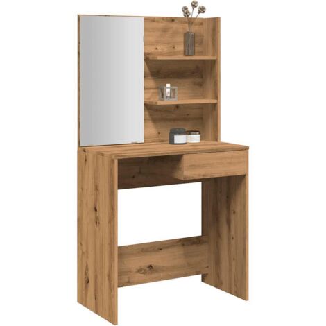 vidaXL Coiffeuse avec miroir chêne artisanal 74,5x40x141 cm