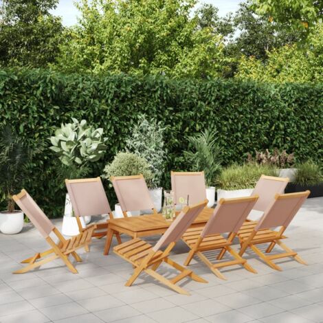 Chaises de jardin pliantes lot de 8 taupe tissu et bois massif vidaXL