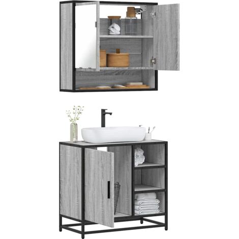 vidaXL Ensemble de meubles de salle de bain 2 pcs Sonoma gris (1/5)