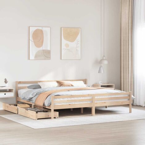 Cadre de lit sans matelas 200x200 cm bois massif de pin vidaXL (1/5)