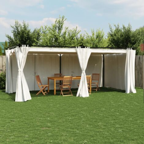 Vidaxl – Tonnelle avec rideaux crème 6x3 m – Aluminium et acier – 4 parois à rideaux avec fermeture éclair – Pour espaces extérieurs (1/5)