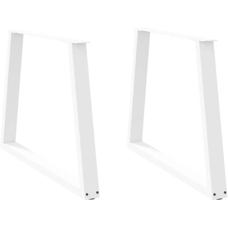 vidaXL Pieds de table à manger en forme de V, 2 pièces, blanc, 100 x (72-73,3) cm, acier (1/5)