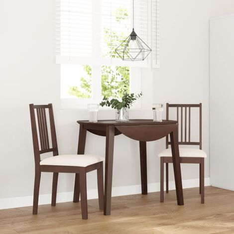 Chaises à manger coussins 2 pcs marron bois massif caoutchouc vidaXL