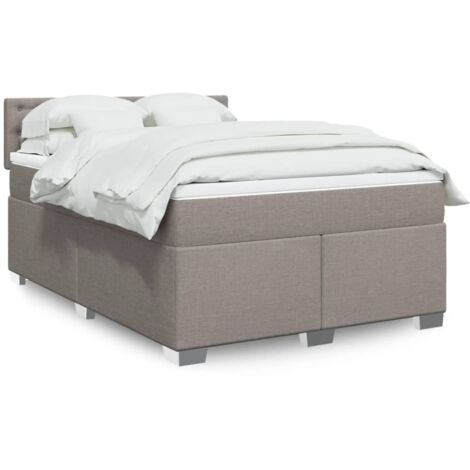 vidaXL Sommier à lattes de lit avec matelas Taupe 140x190 cm Tissu