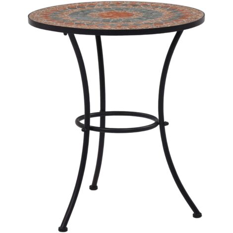 Vidaxl – Table de bistro mosaïque 60 cm – Cadre en fer laqué – Dessus en céramique facile à nettoyer – Pour balcon et jardin
