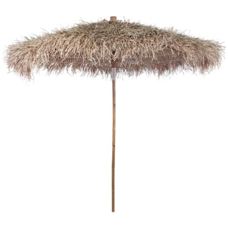 Vidaxl – Parasol droit en bambou 210 cm – Toit en feuille de bananier – Hauteur 260 cm – Diamètre 4,5 cm – Pliable pour transport facile